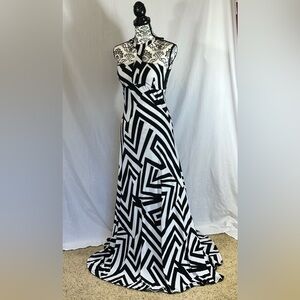Akira black and white full length dress
